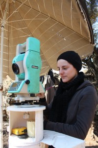 LTU student learning to survey with a total station