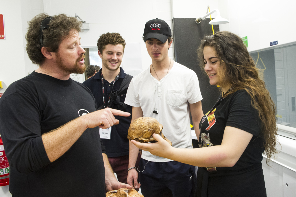 Dr Herries talking to LTU HALLMARK students some of the potential ancestors from South Africa